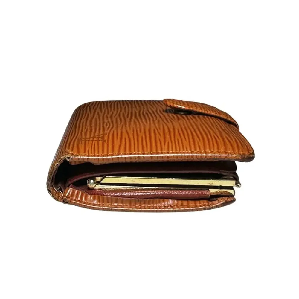 Louis Vuitton Vintage Brown Epi Leather Kisslock Bifold Compact Wallet LV